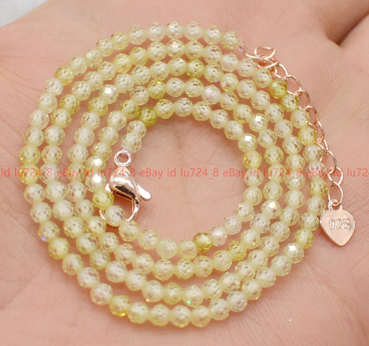 Fashion 3mm Natural Multicolor Zircon Round Faceted Gems Beads Necklace 14-36″