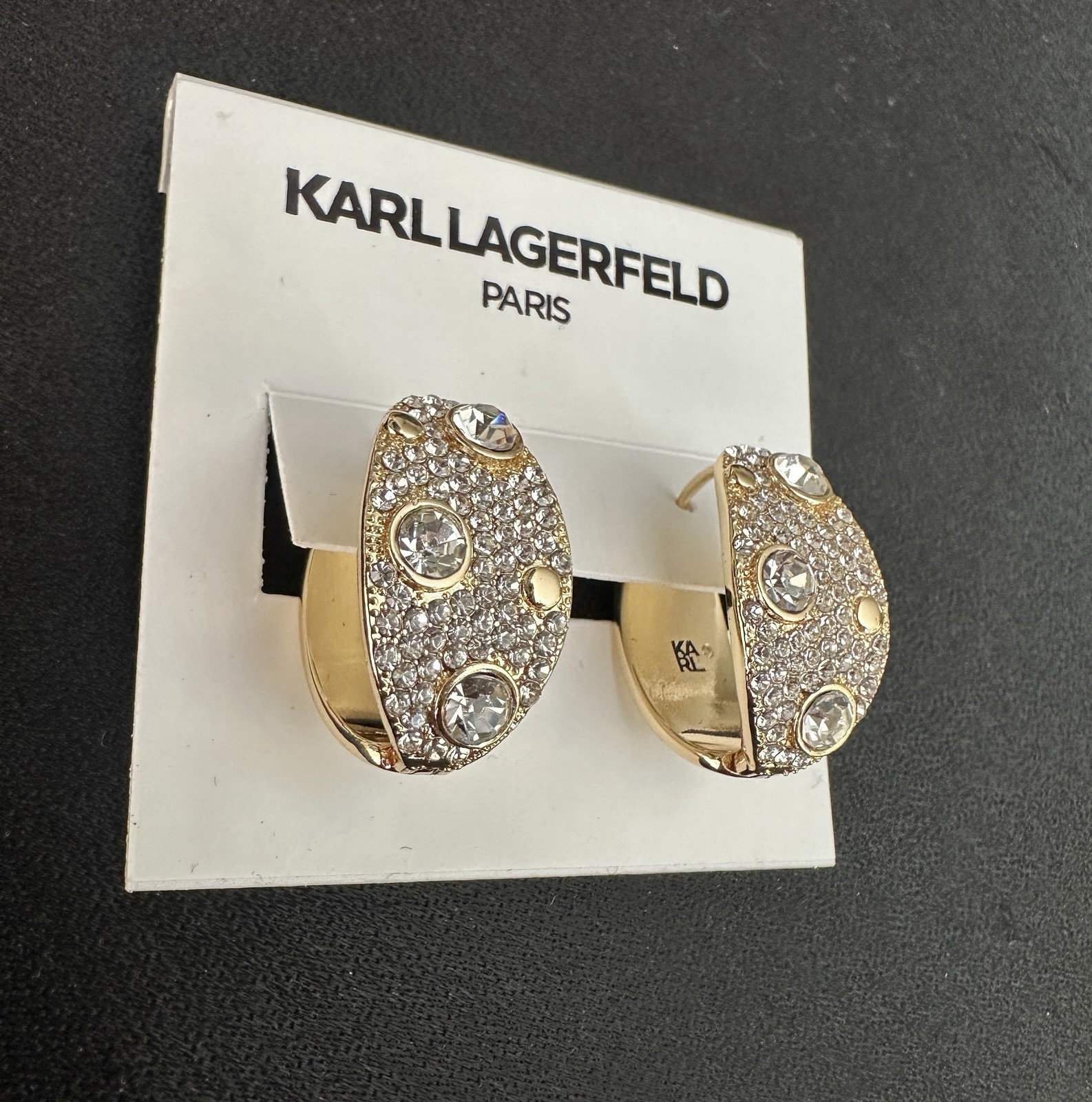 Karl Lagerfeld Crystal Pave Hoop Earrings