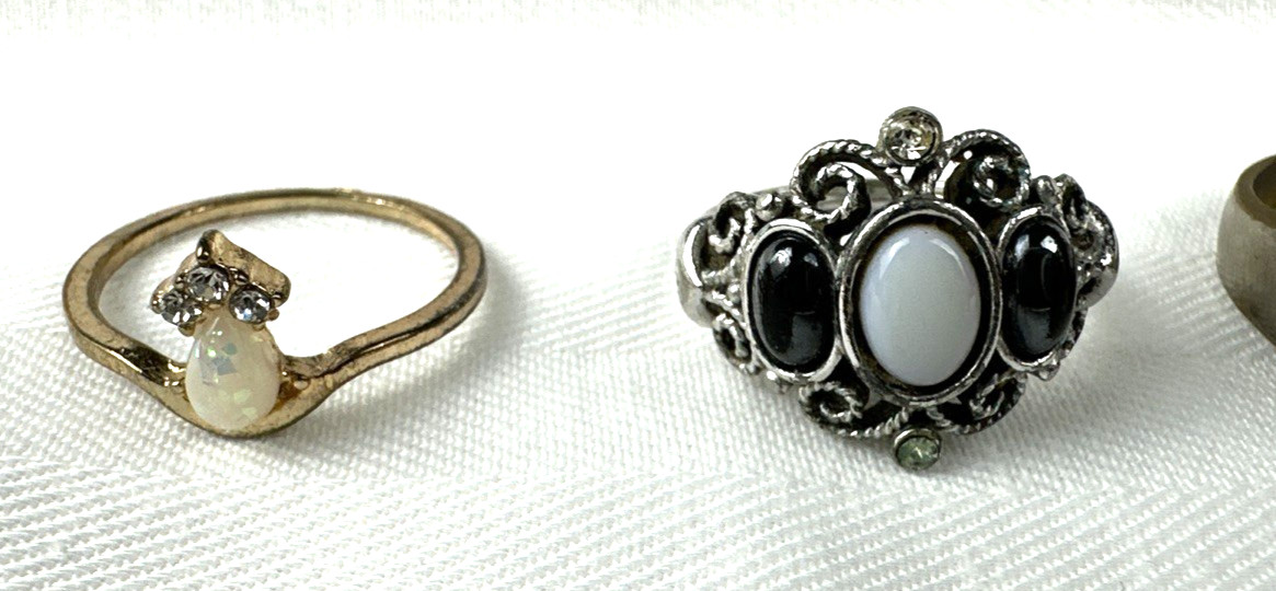 Fashion Ring Lot, 13 Different Rings of Various Designs and Sizes, Free Shipping