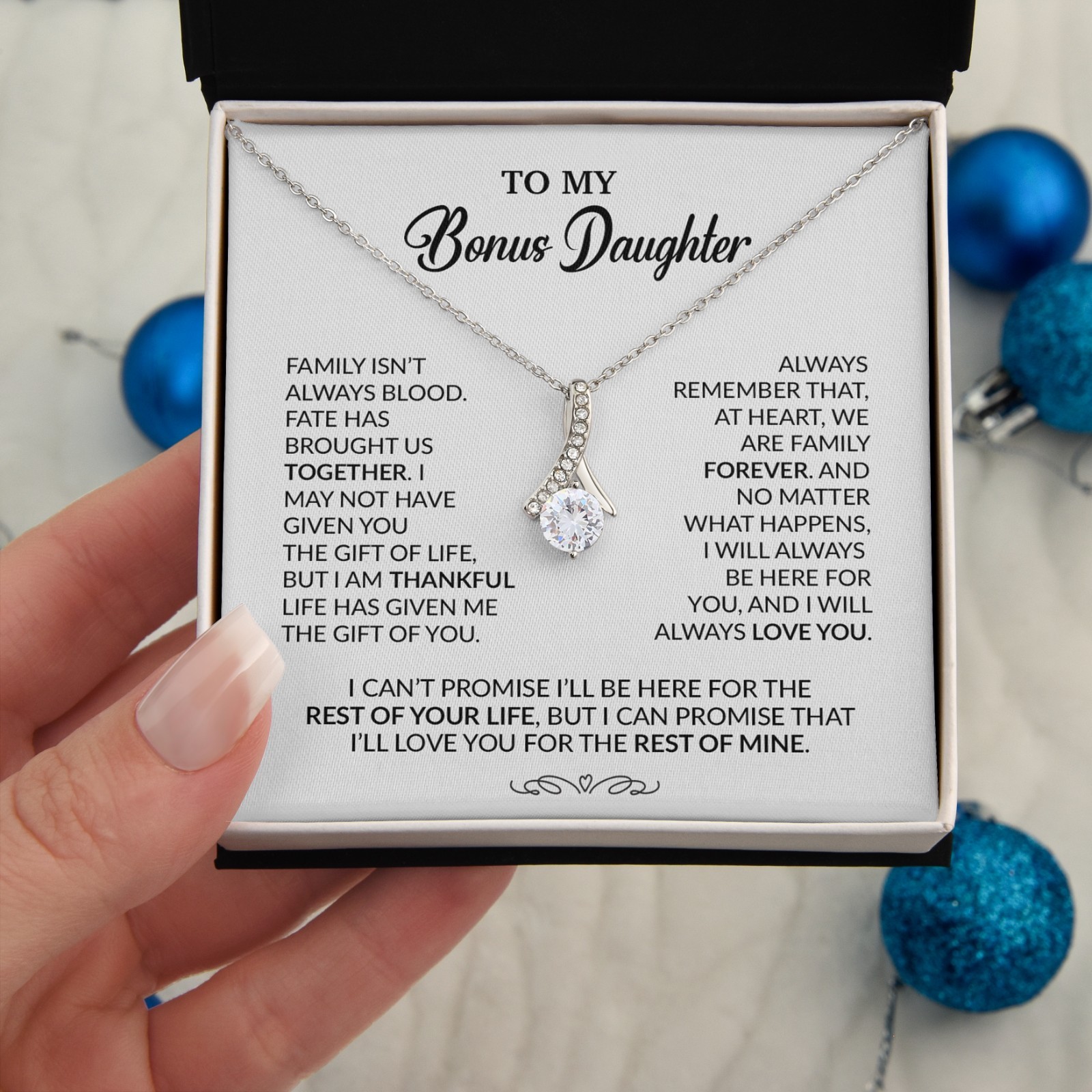 To My Bonus Daughter Necklace, Gift for Bonus Daughter, Step Daughter Birthday