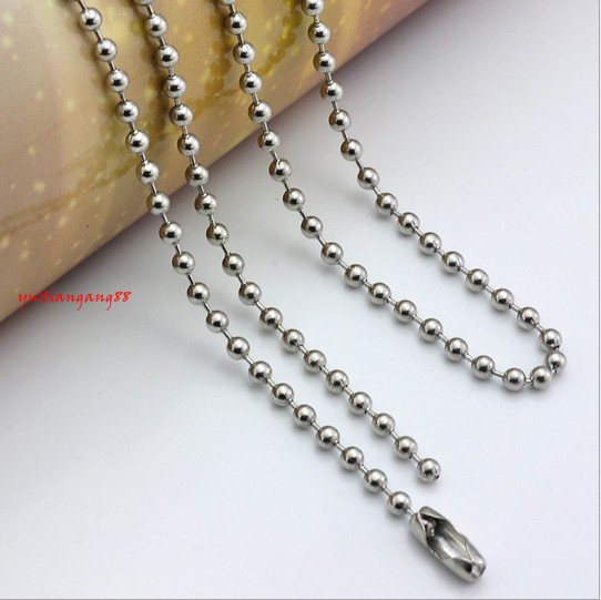 16″-40″ 100pcs/Lot Fashion 2.4mm Ball Chain Stainless Steel Link Chain Necklace