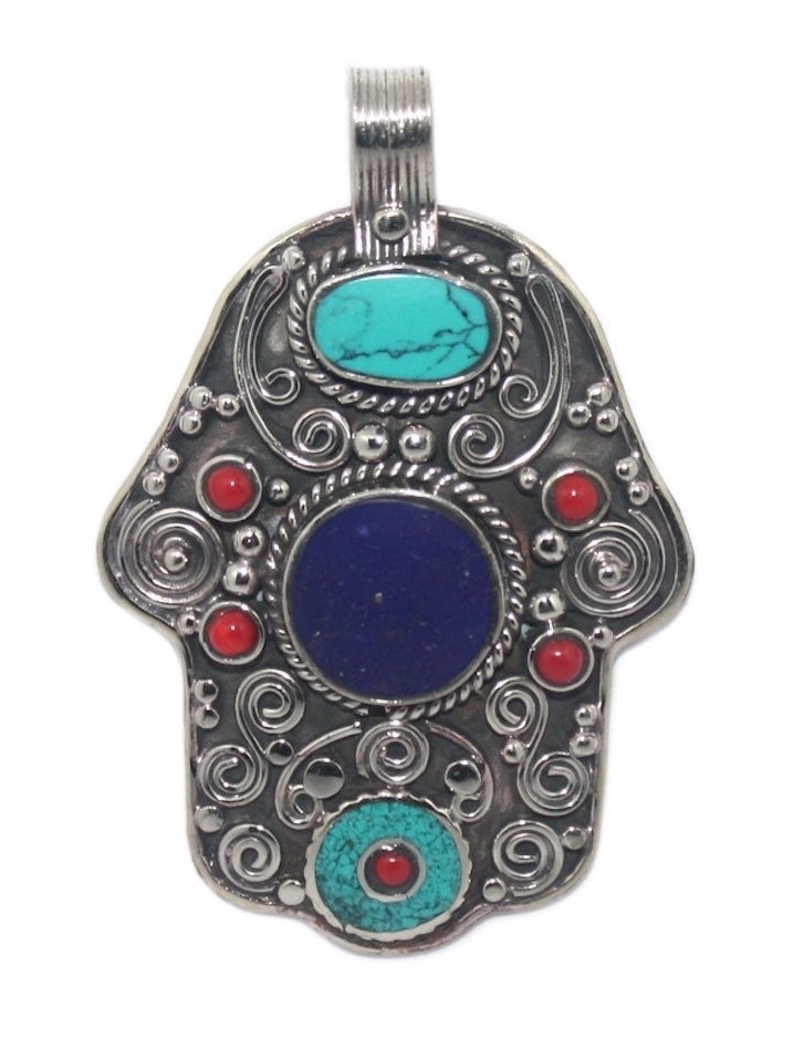 Nepalese pendant Tibet pendant turquoise Pendant coral pendant Hamsa pendant A