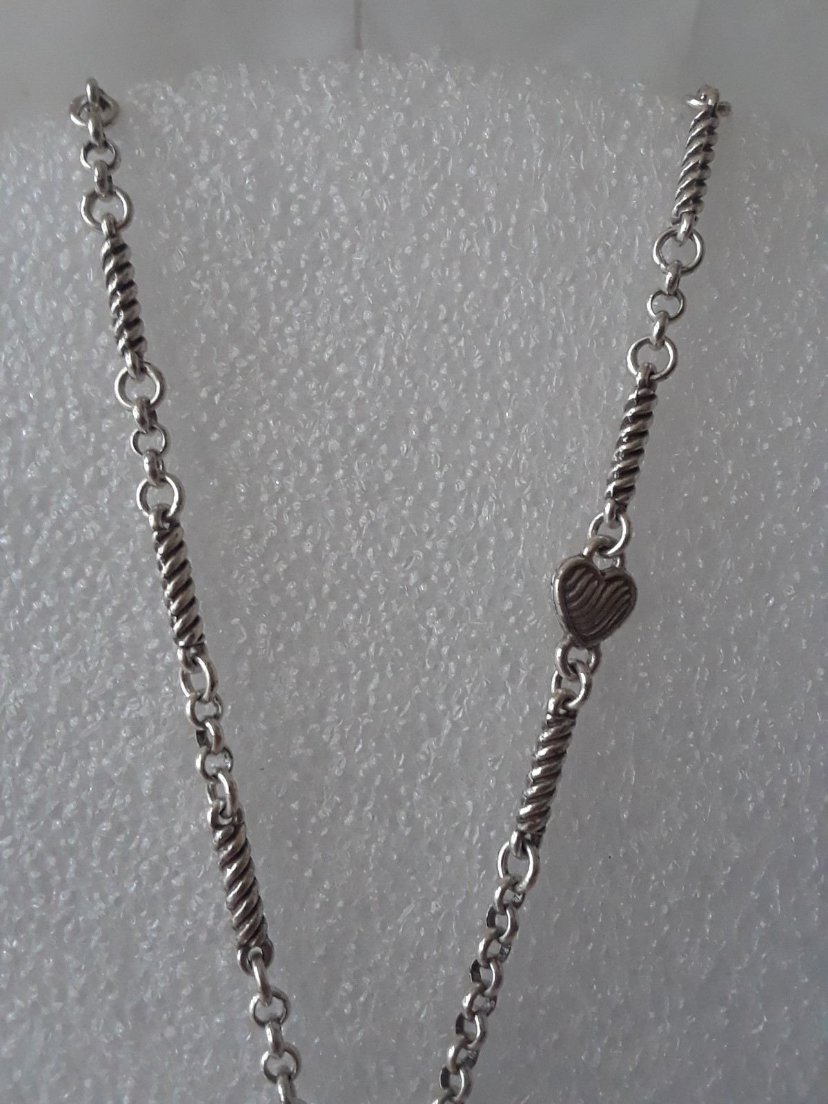 Silver Tone 2 Tone Reversible Heart Pendant Necklace Heart 18 in Chain