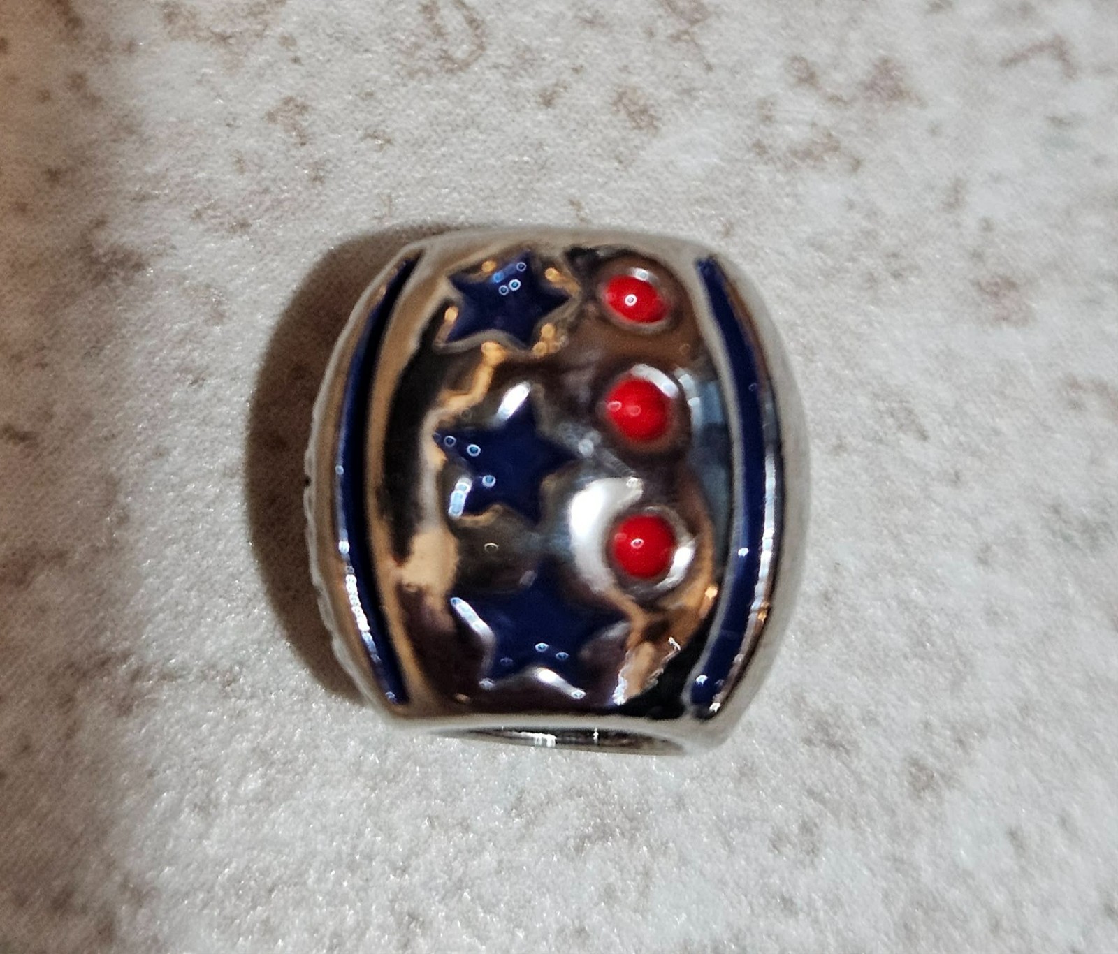 Lot of 3 Patriotic Pandora Charms Star USA Ribbon Military Wife Silver 925