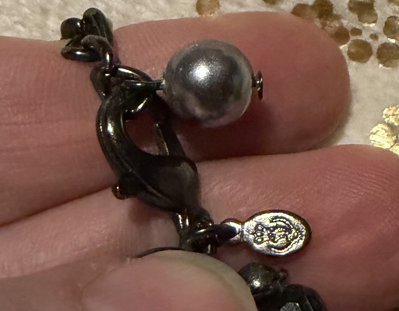 Premier Designs Black & Gray Layered Multi-Strand Beaded Chain Necklace