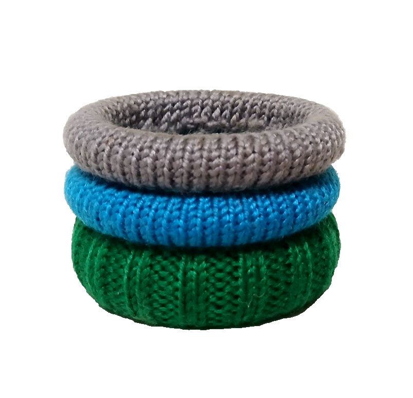 Set of 3 Vintage Woven Wrapped Sweater Bangle Bracelets Teal, Green & Gray