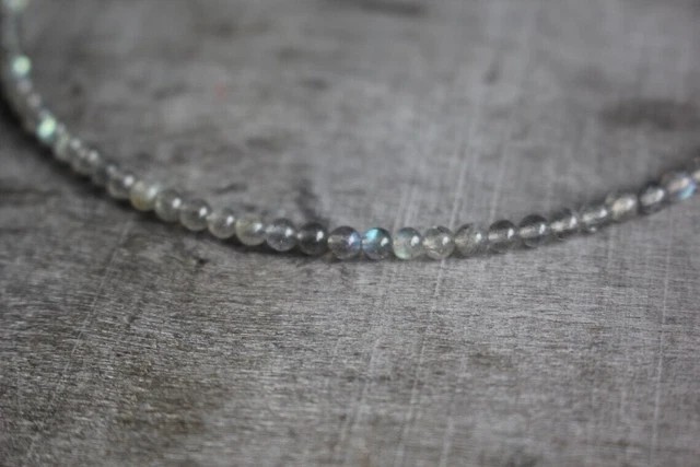 Natural Labradorite Moonstone 4mm Round Beaded Choker Minimalist Dainty Necklace