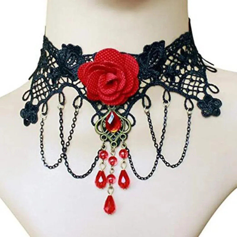 Lady Chokers Leaf Tassel Women Neck Jewelry Accessory Girl Lace Gothic Vintage S