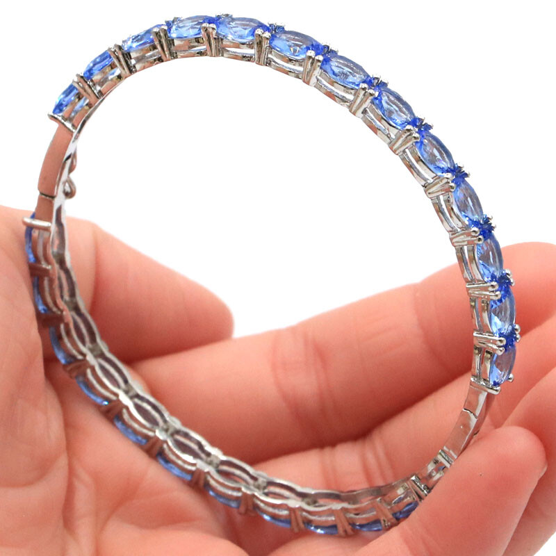 Buy 2 Get 1 Free Violet Tanzanite Ladies Daily Wear Silver Bangle Bracelet 8.0″
