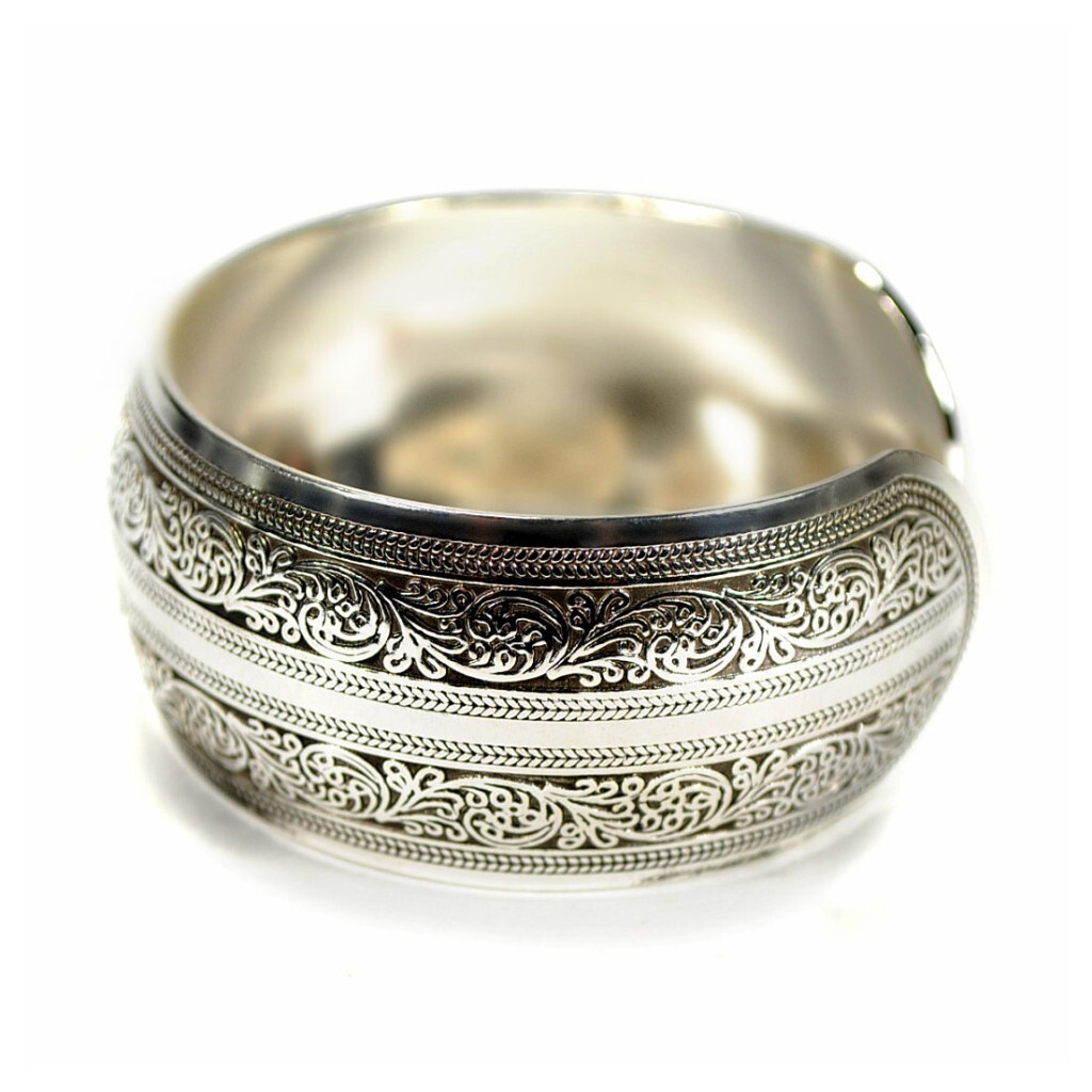 SILVER TONE METAL CUFF FILIGREE Nepal Tibetan Gypsy Style NEW Bangle Bracelet