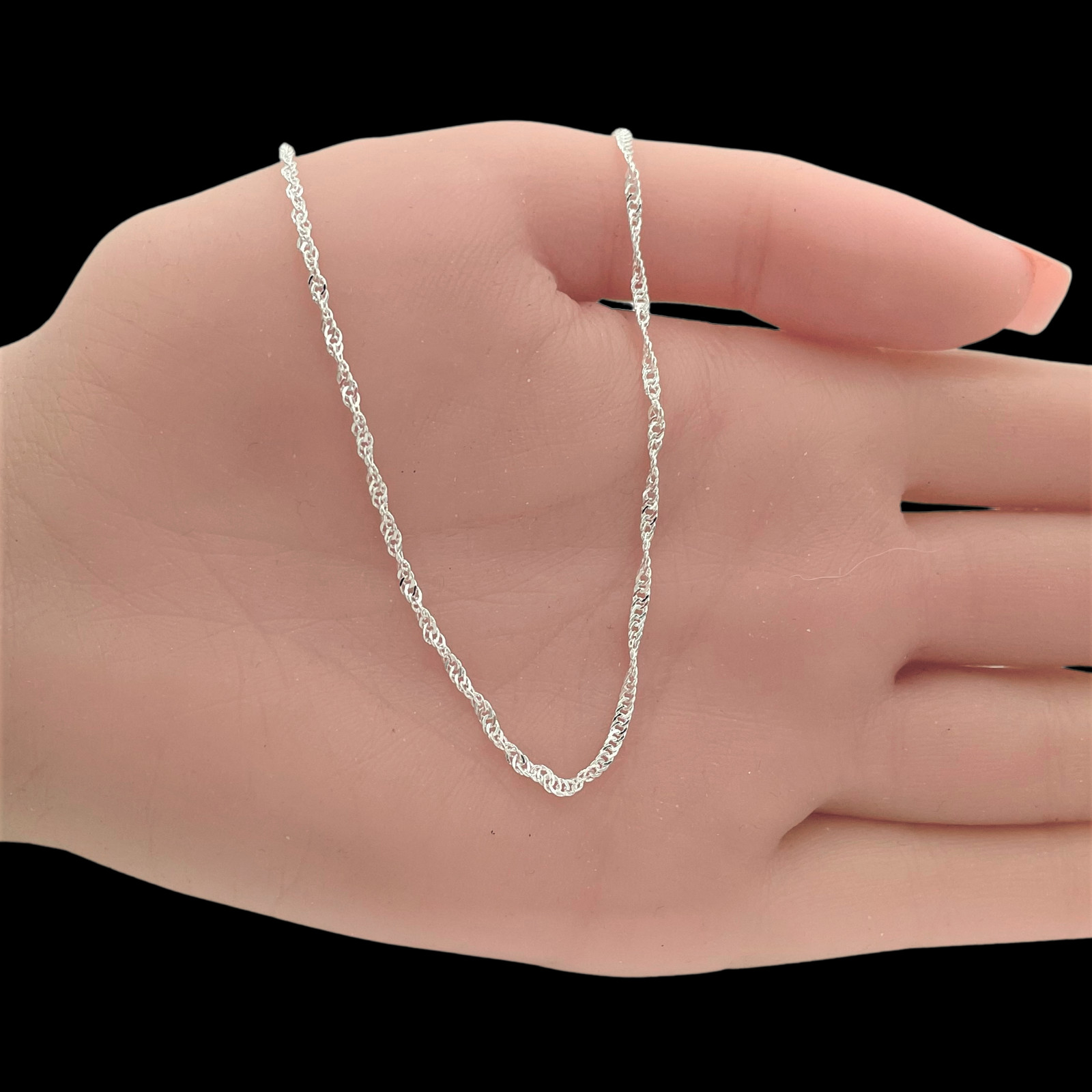 French 1mm Twisted Cable 20 Inch Chain Necklace Sterling Silver