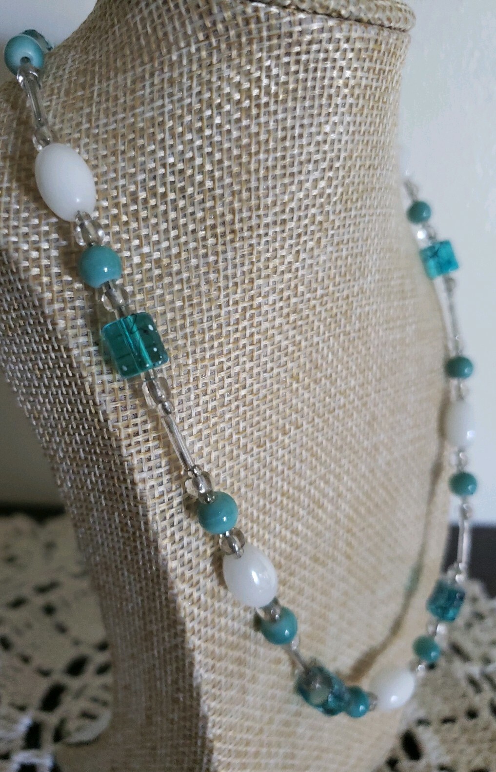 Semi-Precious Stone & Beaded Necklace ~ 16″ Long ~ Multi Colored ~ New ~ 27
