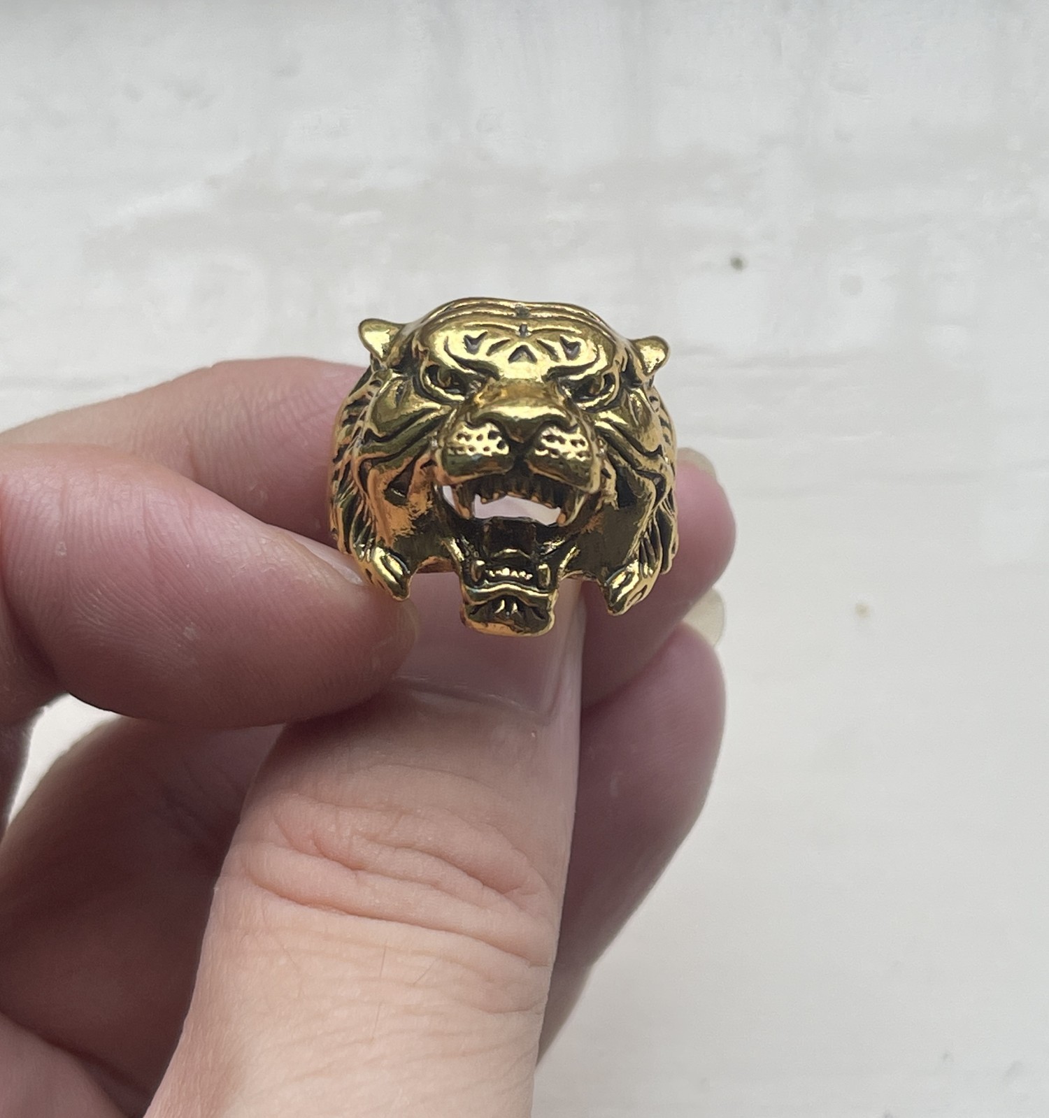 High Detail Brass Tiger Ring Biker Rock Punk Jewelry One Size Fit All