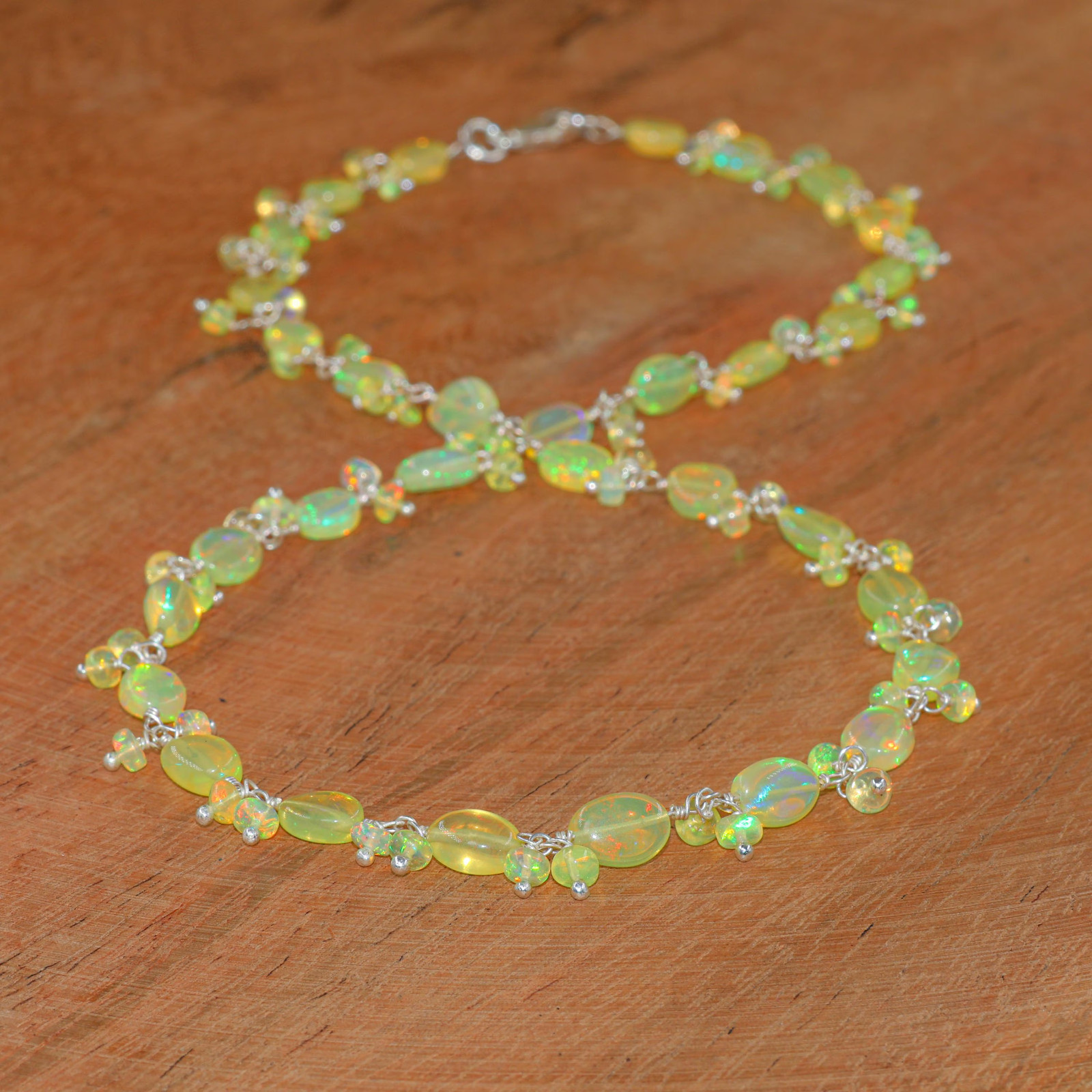 Fire Yellow Opal Gemstone Tumble Beads Necklace, Natural Yellow Opal Beads
