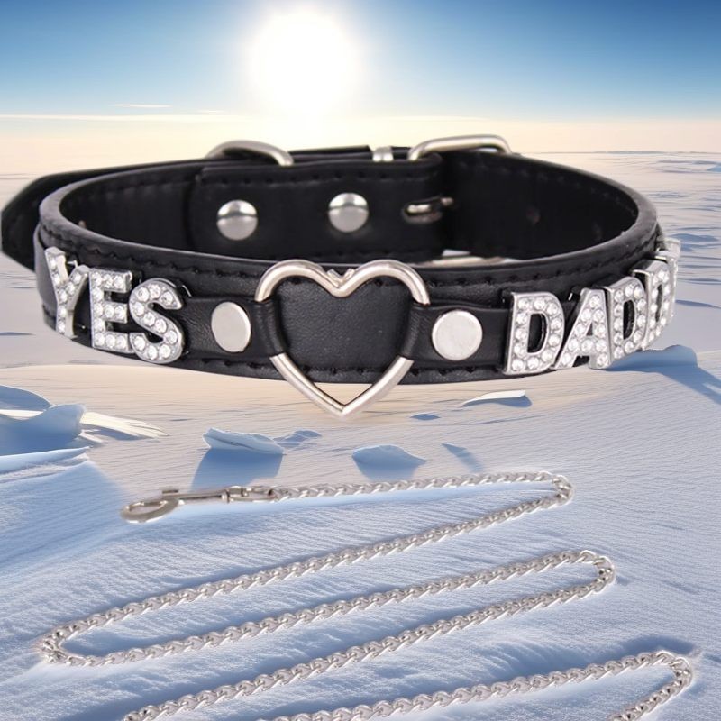 SEX WIFE Choker DIY BDSM Gift Necklace Heart Custom Collar Chain Metal Leash Q4