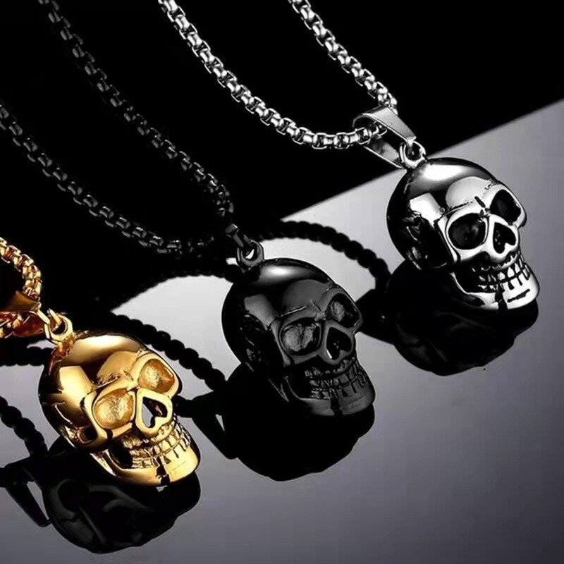 Skeleton Skull Pendant Necklaces Earrings Set Ghost Head for Couple Hip Hop Jewe