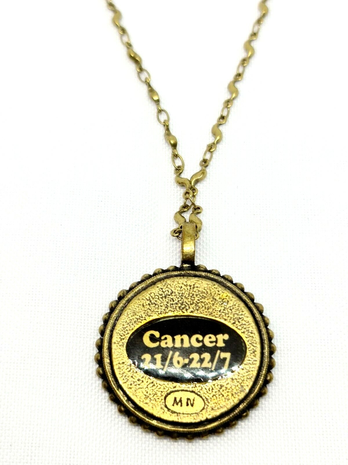 Lovely round Metal Necklace By Michal Negrin Red Crystal Cancer Sign.