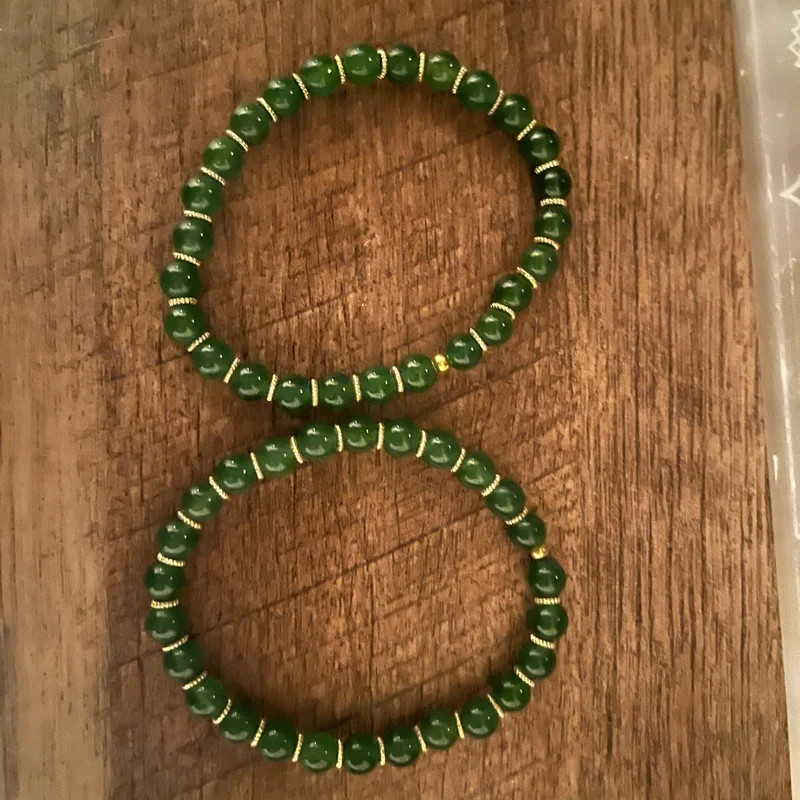 Jade Gemstone Bead Abundance Money Bracelet 6mm Crystal Healing Good Luck Gifts