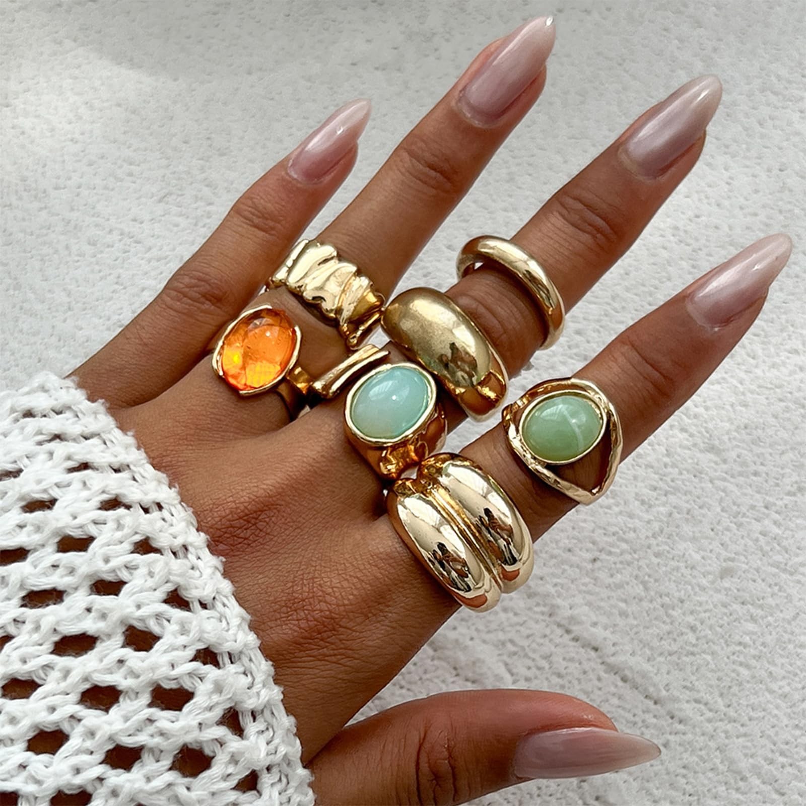 Chunky Gold Rings for Non Tarnish Adjustable Stackable Statement Rings for Ch…