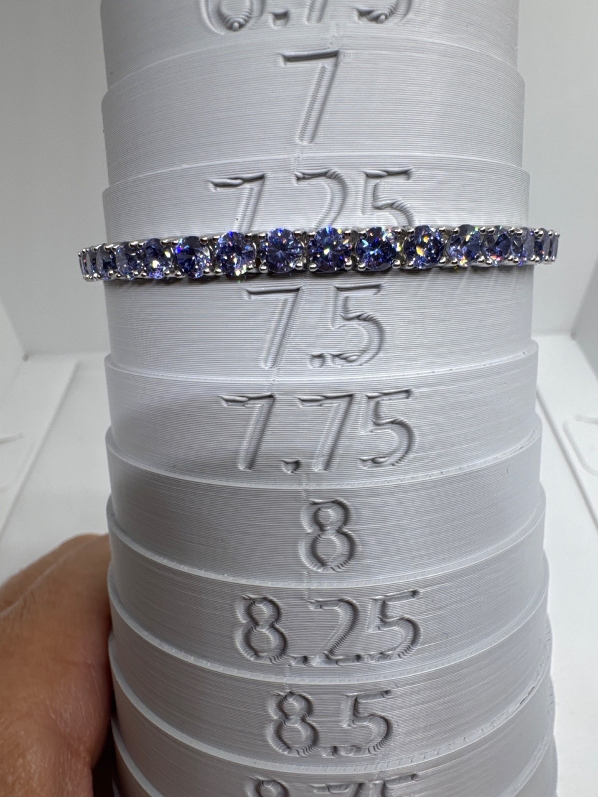 925 Sterling Silver Blue Violet Gemstone Tennis Bracelet 7.25″ SVR 12g