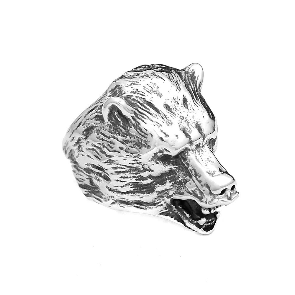 Roaring Bear Head Ring Stainless Steel Ring