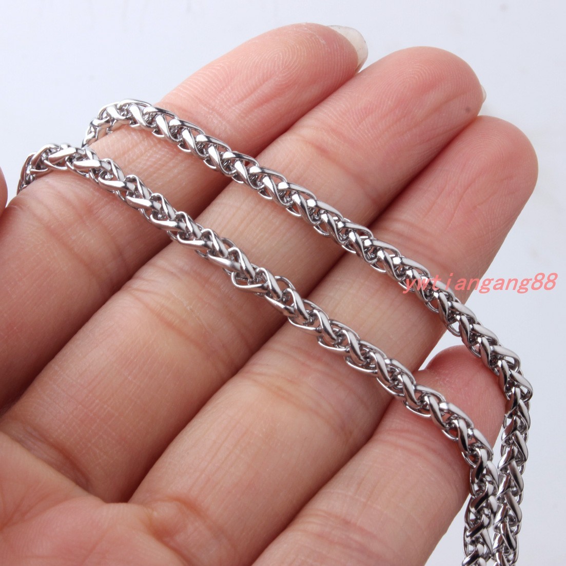 Braided Wheat Link 3-6MM Mens Chain Silver/Gold/Black Stainless Steel Necklace