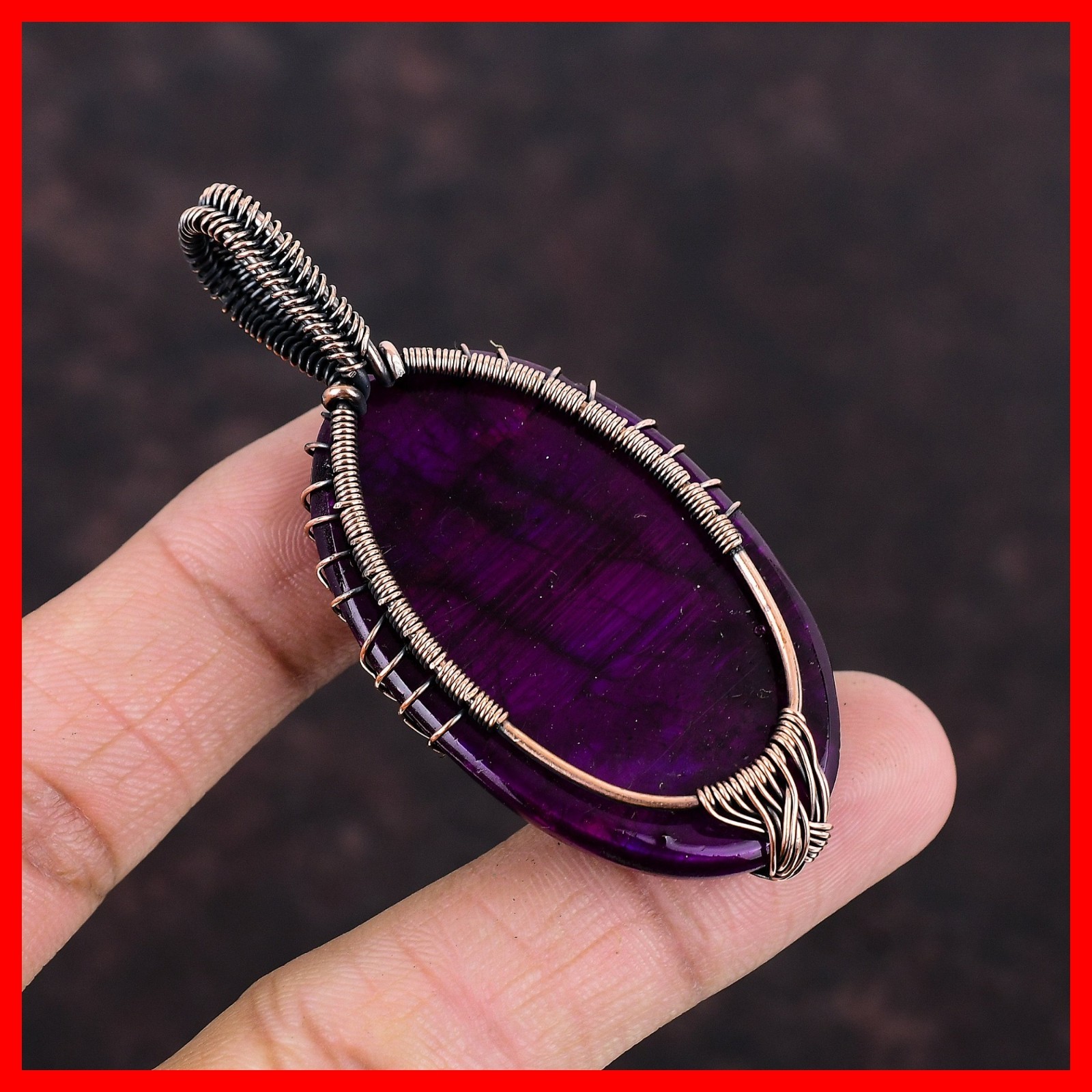 Copper Pink Fire Labradorite Gemstone New Tree Of Life And Wire Wrapped Pendant