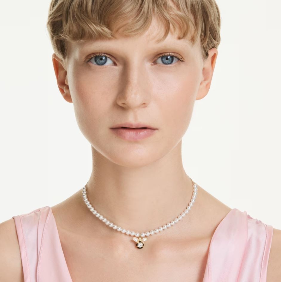 SWAROVSKI Idyllia choker Crystal pearl, Mixed cuts, Bee, White