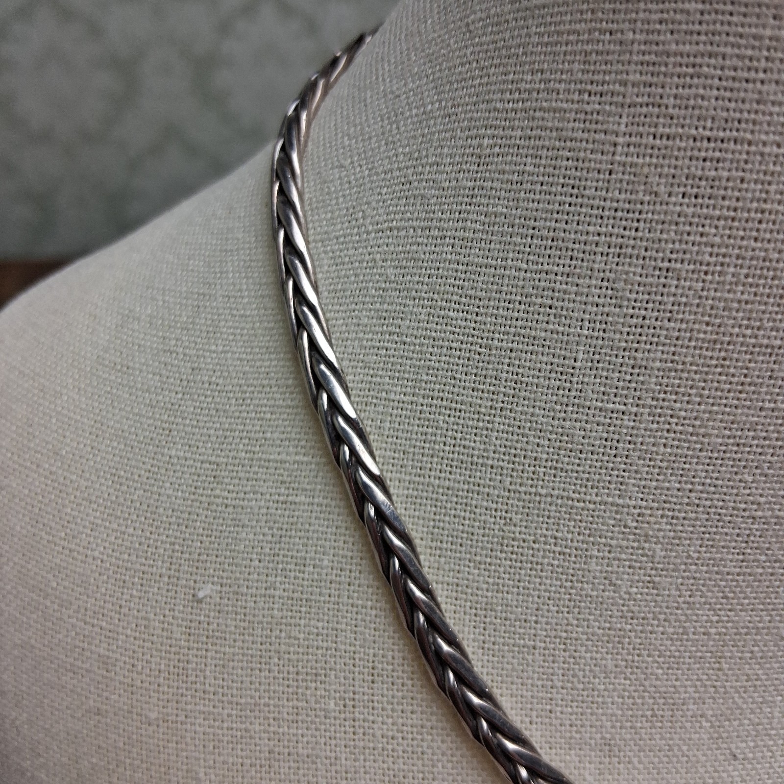 Sterling Silver925 Omega Collar Necklace Braided Open Neck Wire 30g Quiet Luxury
