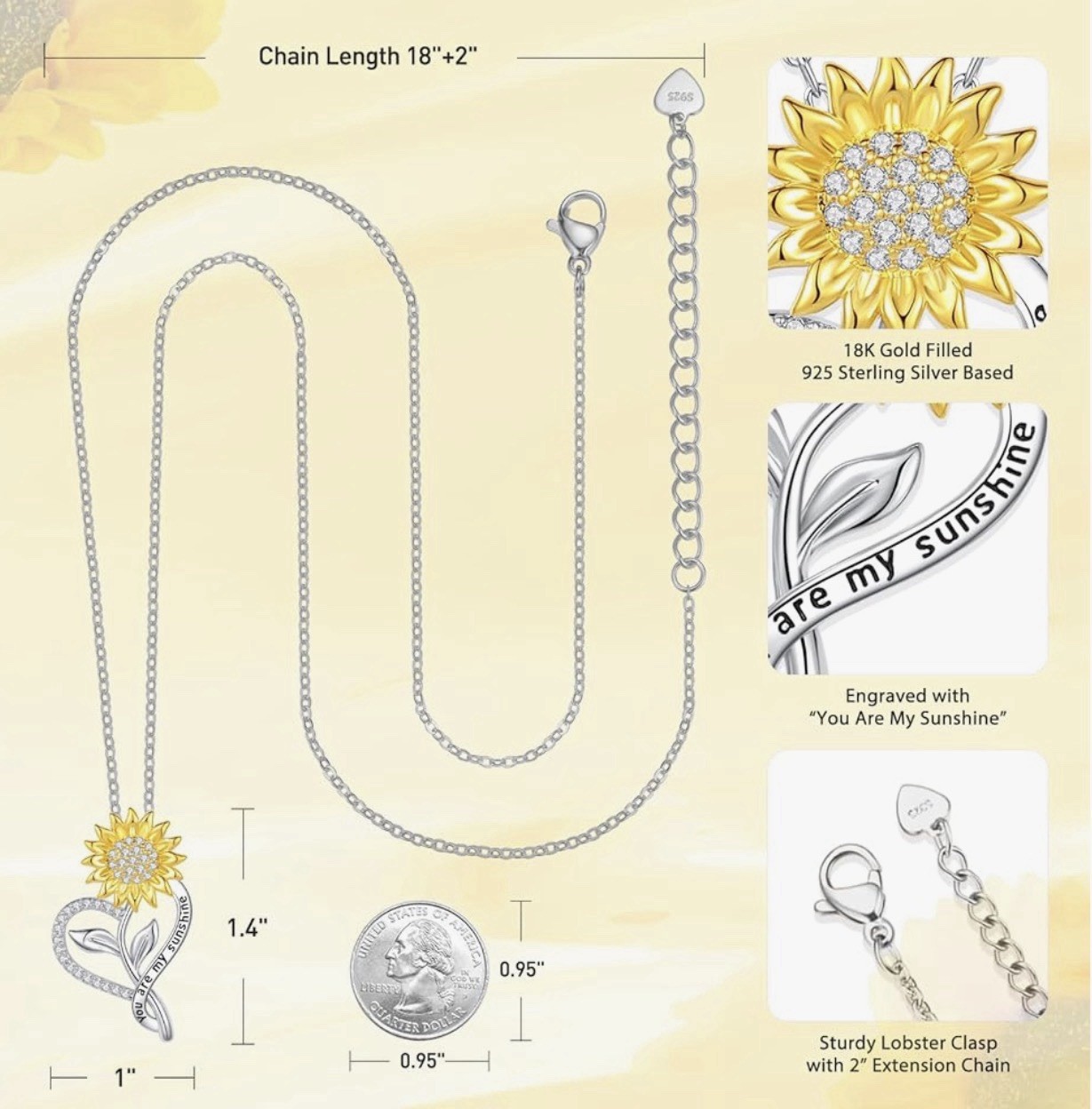 Sunflower Necklaces for Women Anniversary Birthday Gifts for Women Wife Gifts fo