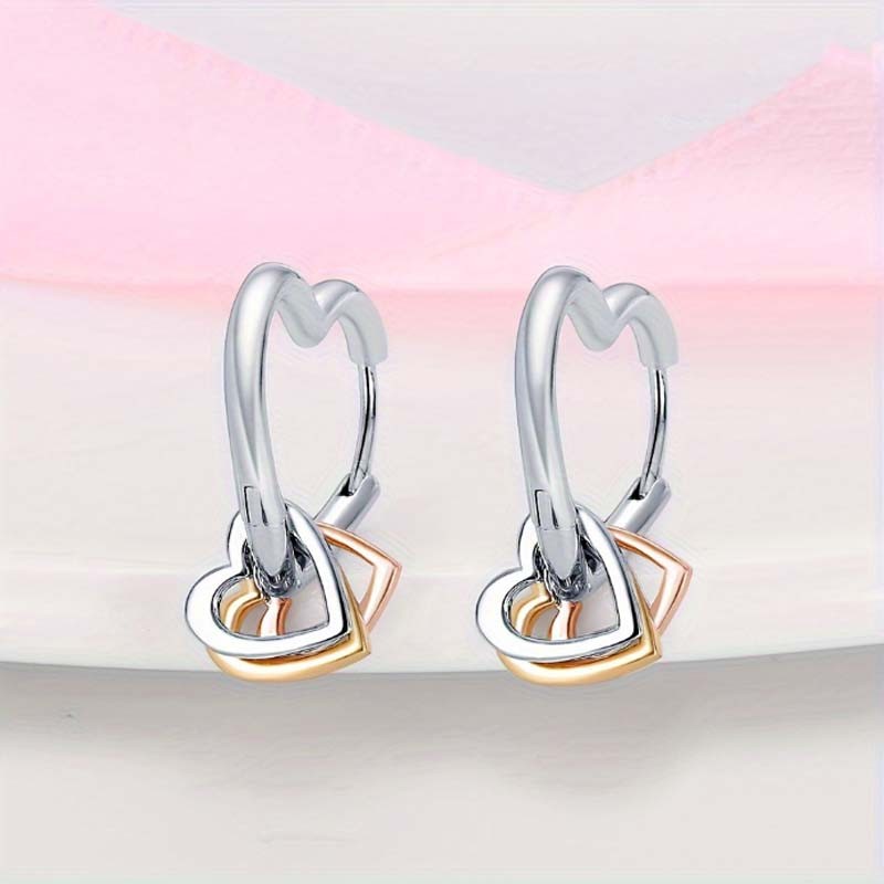 PANDACH 925 Sterling Silver Minimalist Heart Hoop Earrings For Women Jewelry New