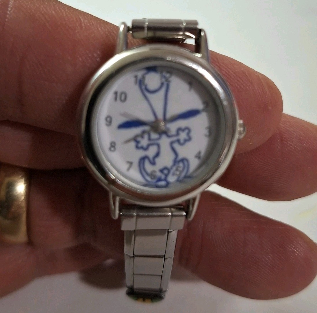 Snoopy Enamil Charms Casa D’Oro Watch Uberry Stainless Works New Battery Vintage