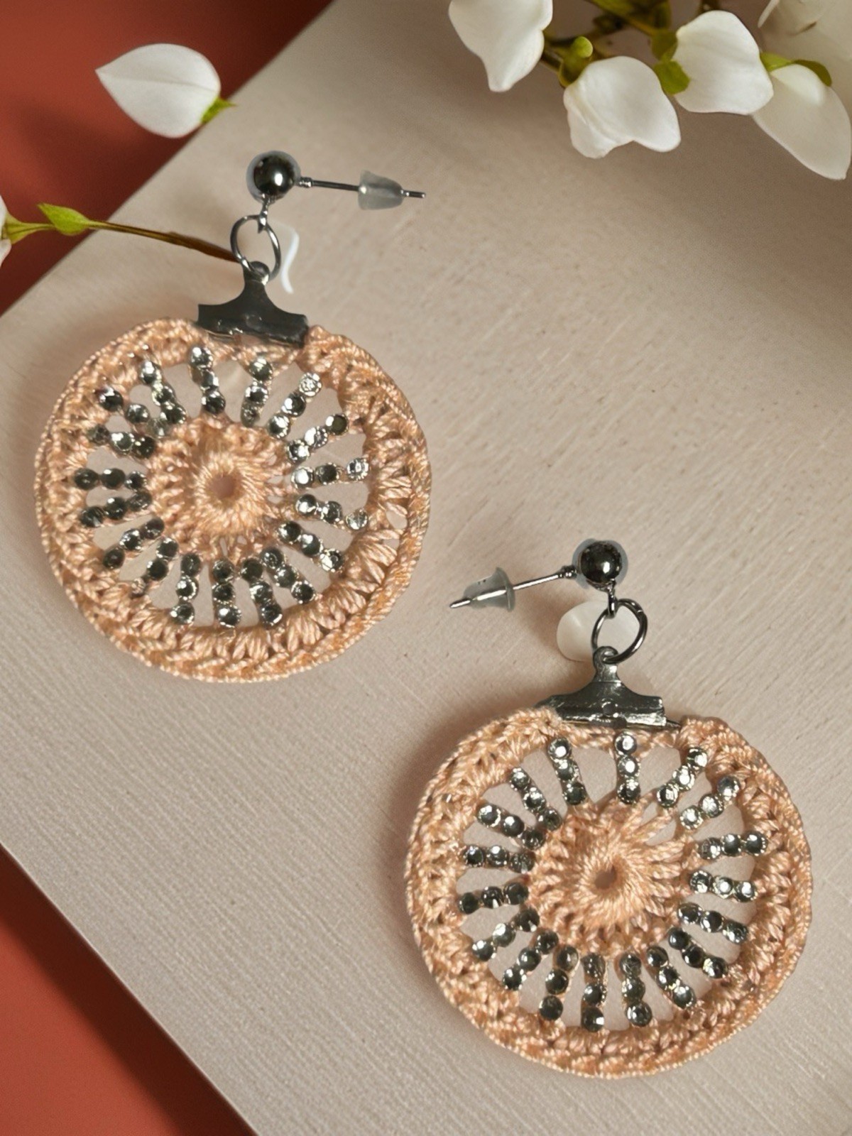 Icy Boho Earrings New Surgical Steel Ear Wire In Beige