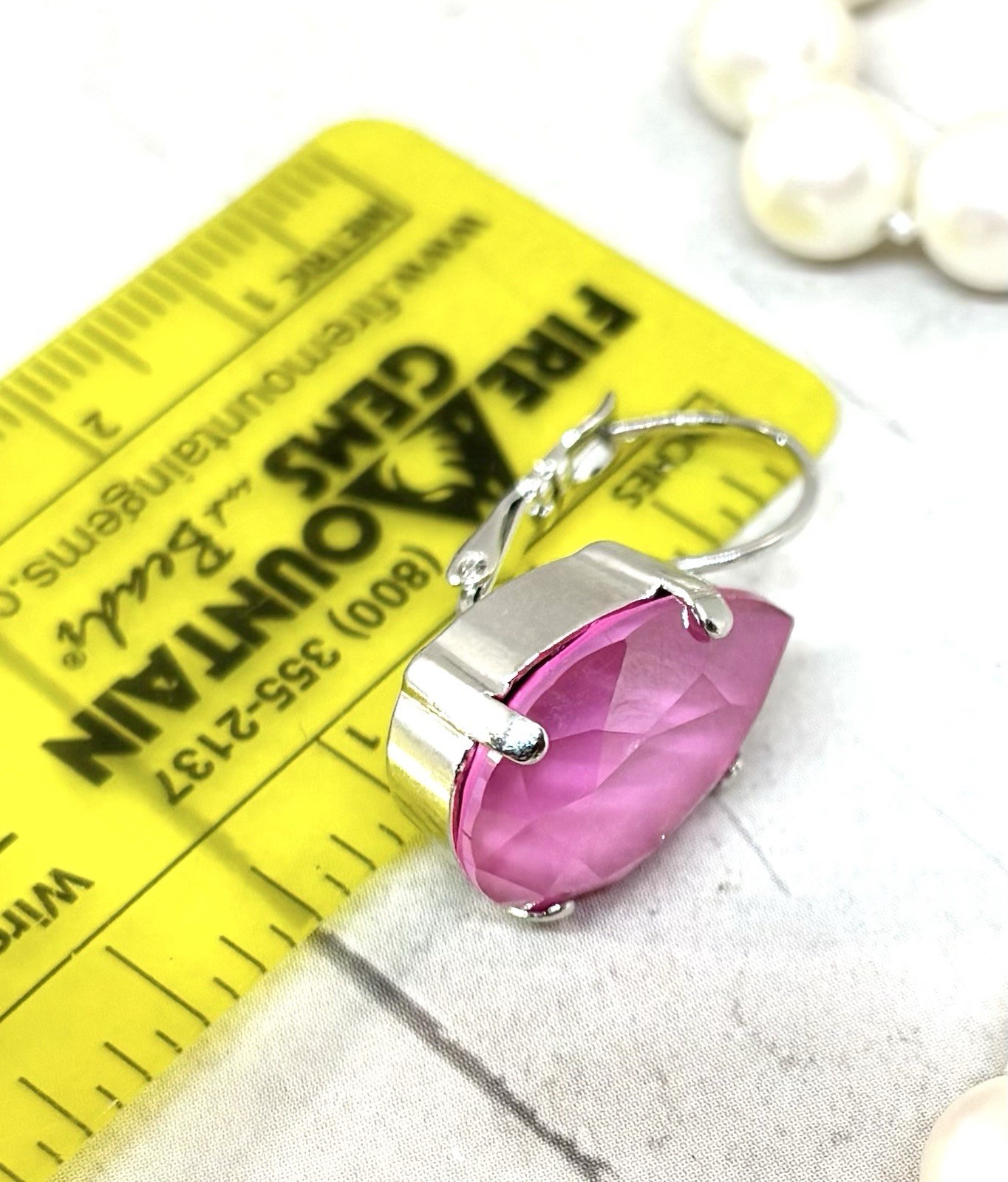 18mm Shiny Silver Plated Bubblegum Pink Pear Shaped Crystal Cup Chain Earrings