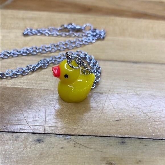 Yellow Rubber Duck Necklace Charm Pendant Jeep Fun Quirky Summer Jewelry 18in
