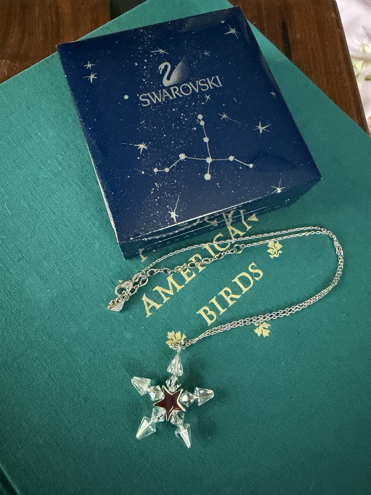 Swarovski Clear Crystal Star Pendant Necklace 16in snowflake