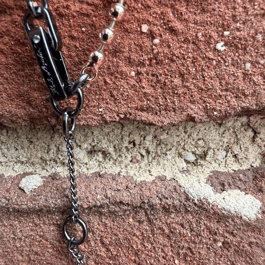 Karl Lagerfeld Two-Tone Brass Ball Chain Charm Necklace Gunmetal & Gold-tone NWT
