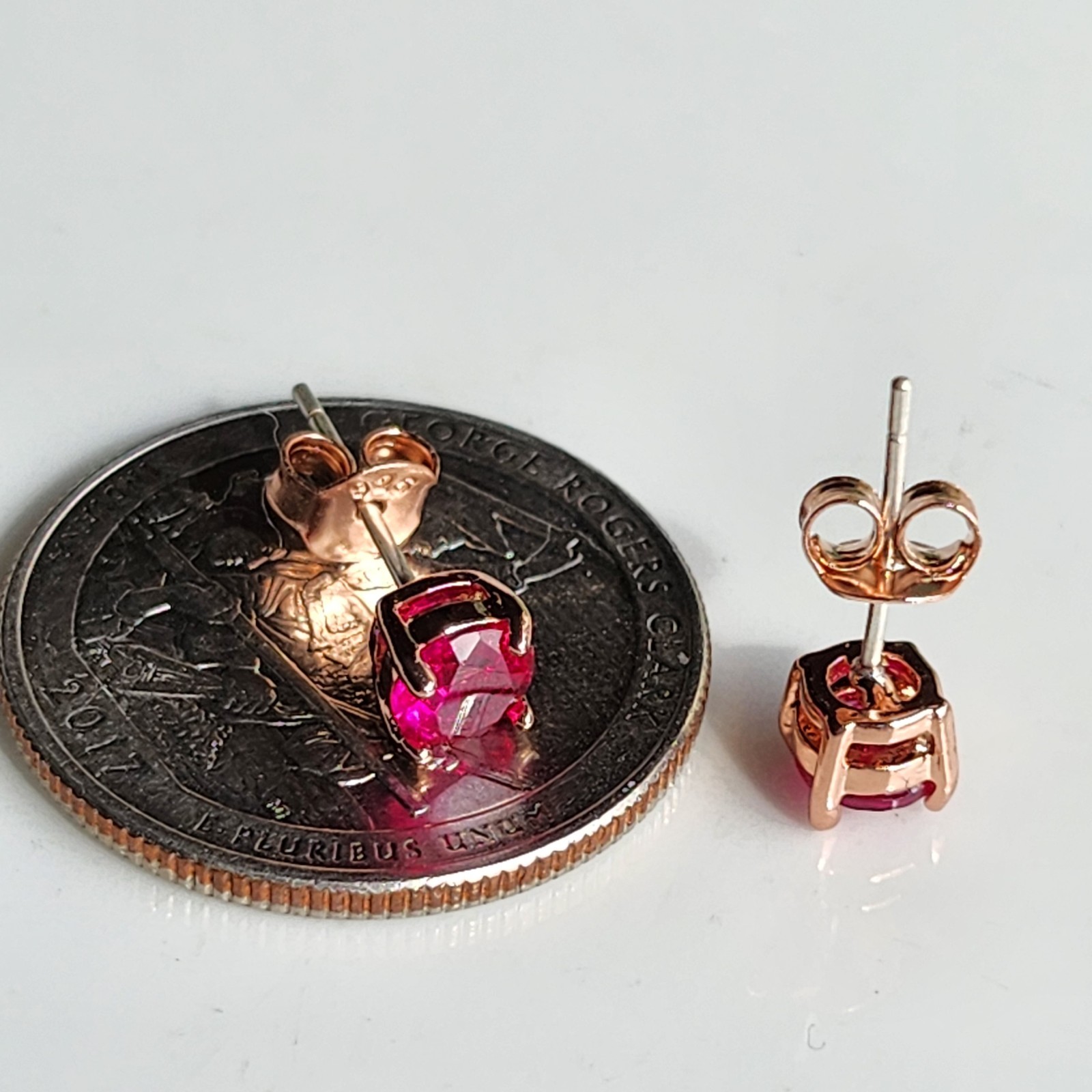 1.2CT 925 Sterling Silver Ruby Basket Earrings Gemstone 14k Rose Gold Plated