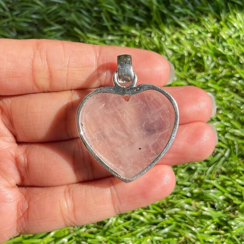 Rose Quartz Silver Pendant 925 Sterling Silver Pendant Handmade Gemstone Pendant