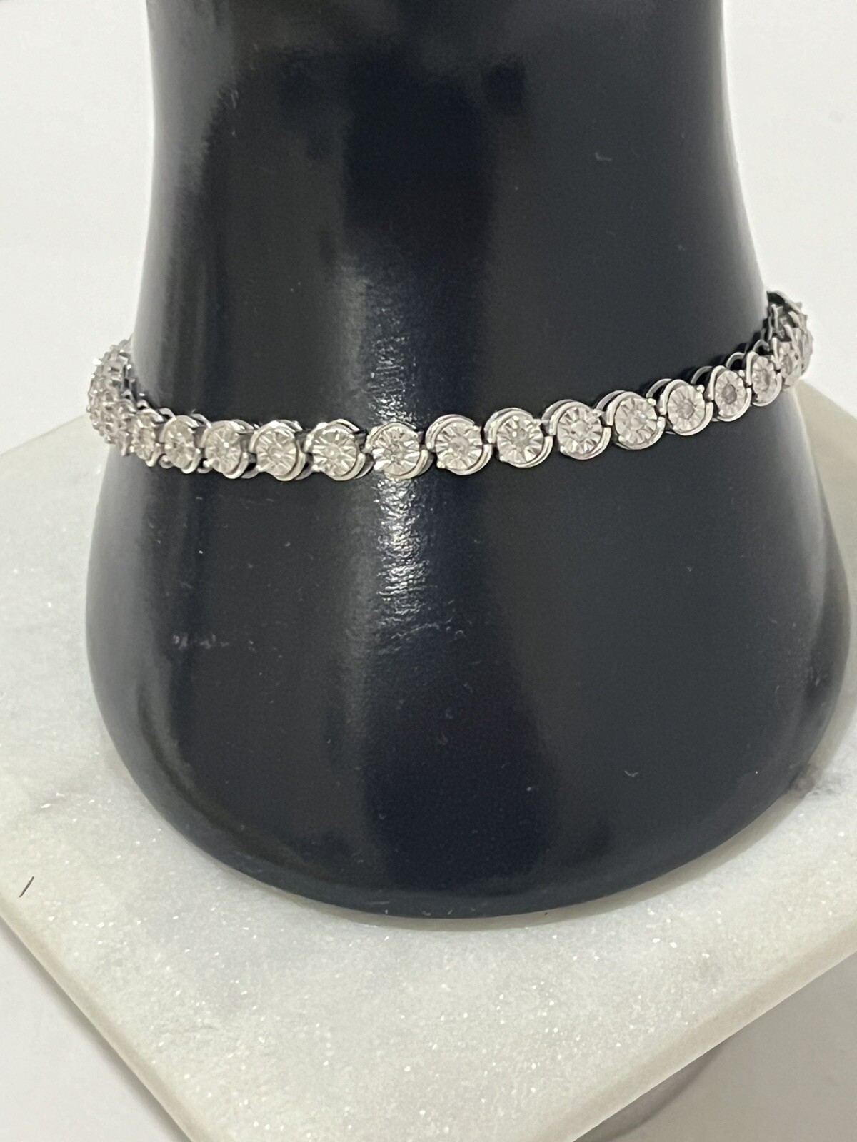 Round Brilliant 1.00 ct Natural Diamond Tennis Bracelet in Sterling Silver