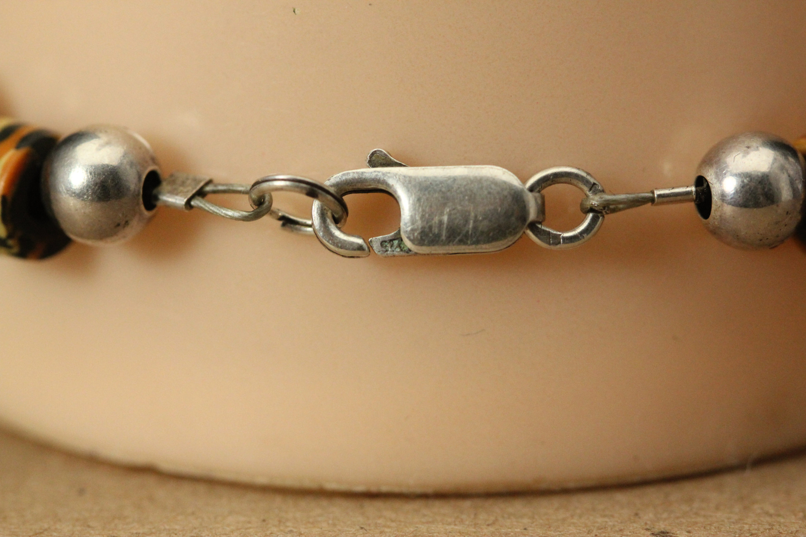 Animal Print Beads 925 Sterling Silver Bracelet 7-1/2″ 9.1 Grams (BR5358)