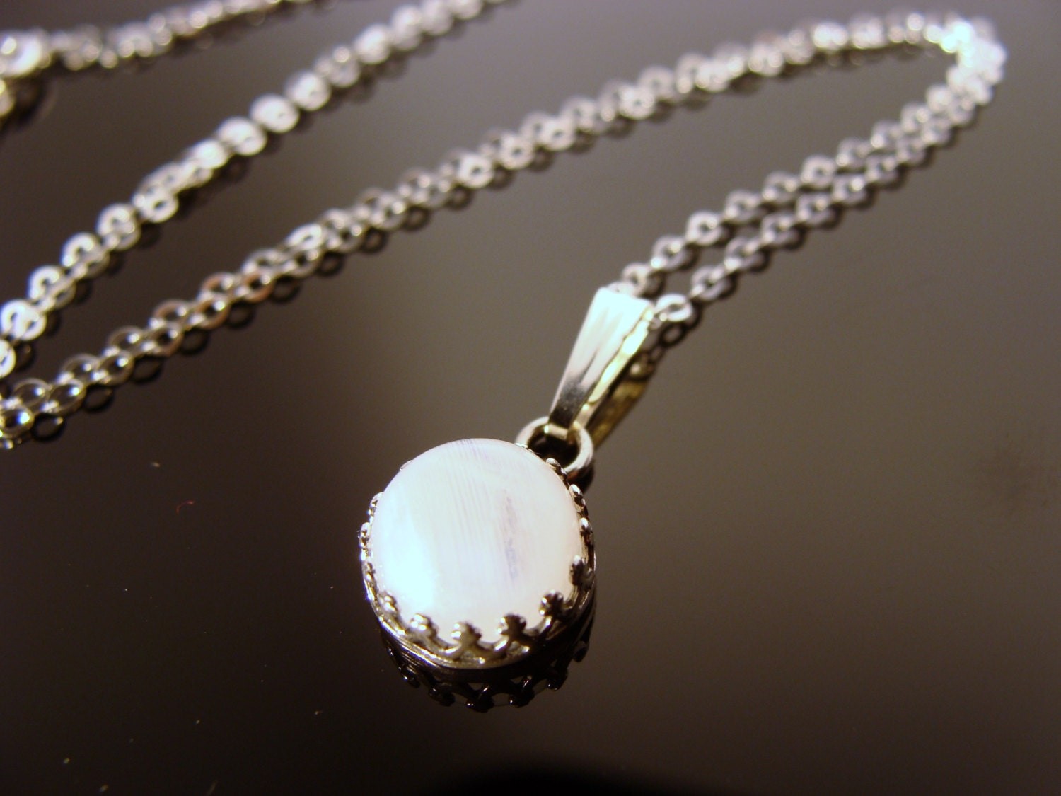 Rainbow Moonstone Pendant · Bezel Set Gemstone · 925 Sterling Silver · Dainty