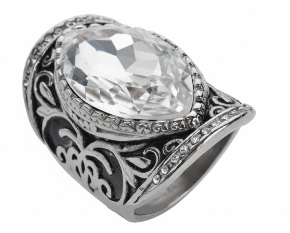 Big Crystal Fancy Design Ladies Ring Stainless Steel Jewelry 103