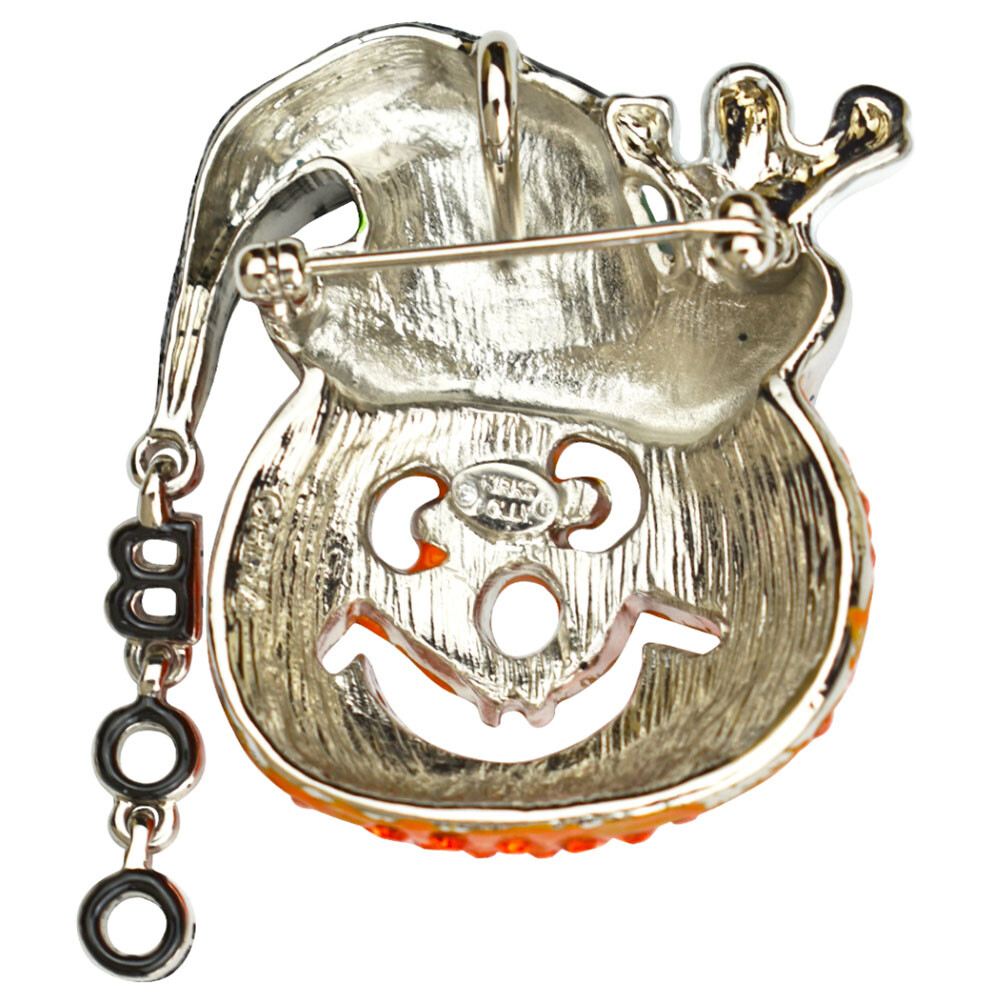 Kirks Folly BOO Happy Jack Pin Pendant pumpkin ghost silvertone Halloween