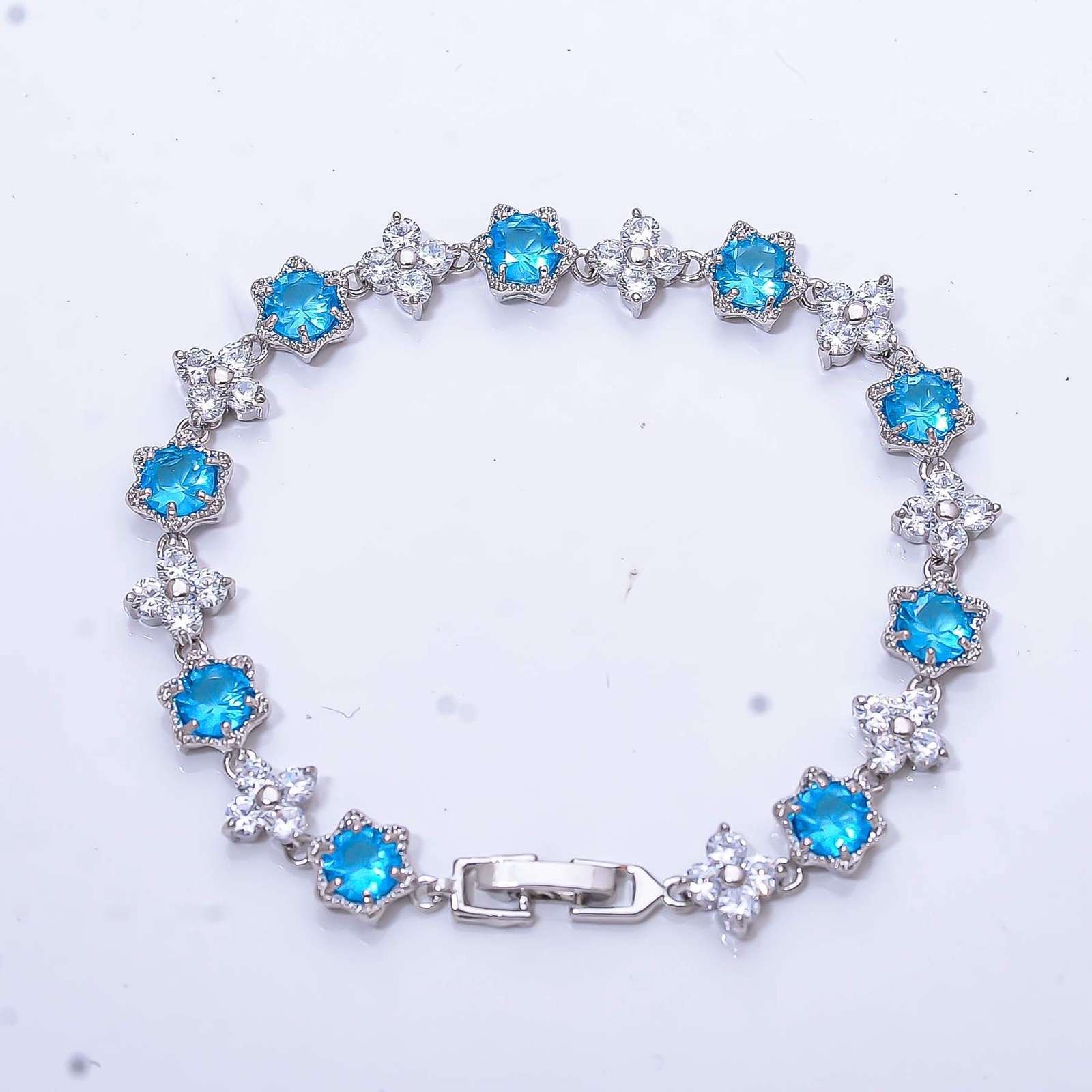 London Blue Topaz & Cubic Zirconia 925 Sterling Silver Tennis Bracelet 8.99″ B61