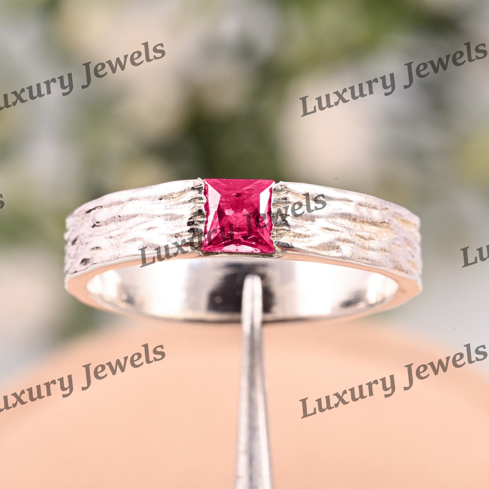 Pink Tourmaline Signet Ring for Men 925 Sterling Silver Handmade