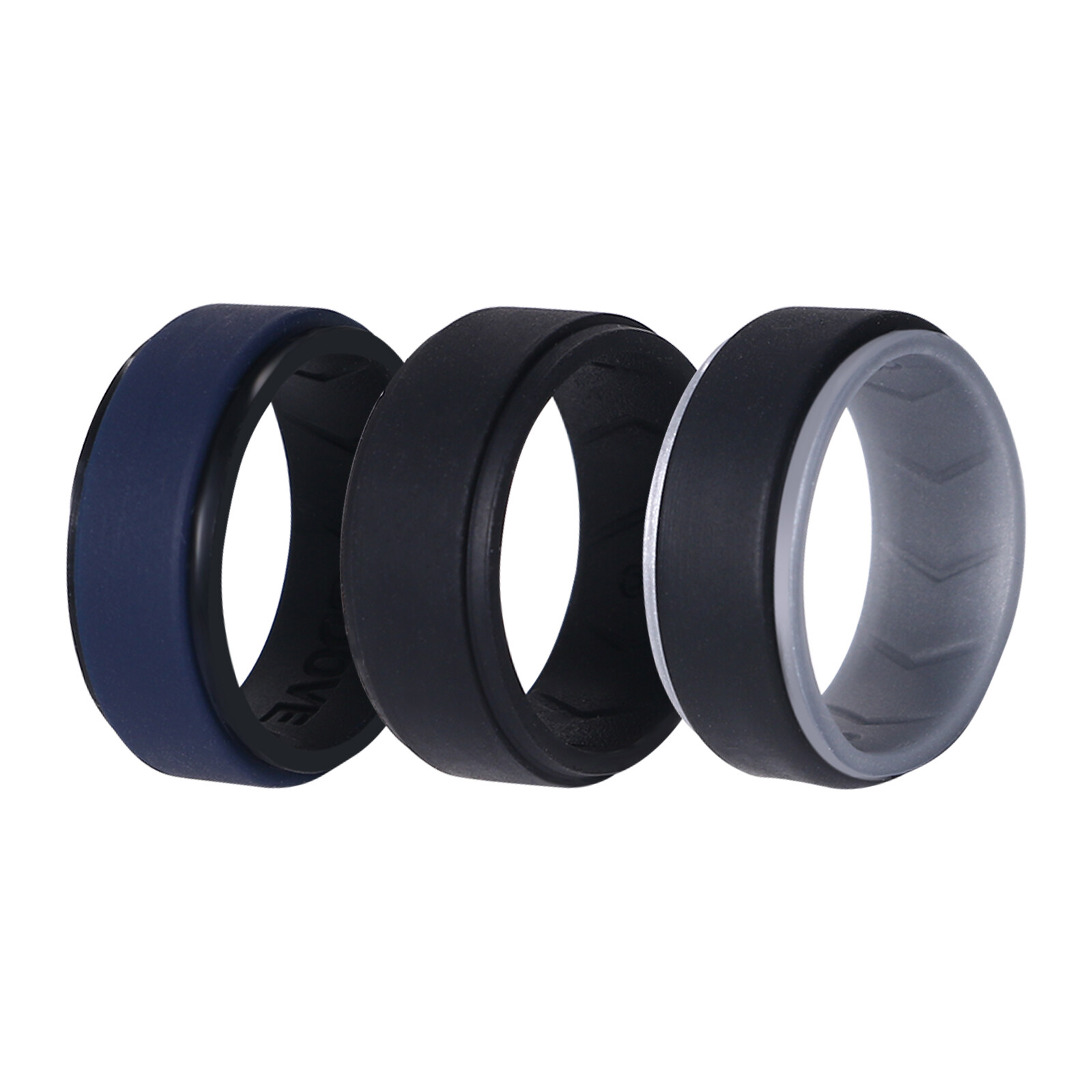 3PCs Men’s 8MM Stackable Silicone Rubber Ring Comfort Sports Wedding Bands #8-14