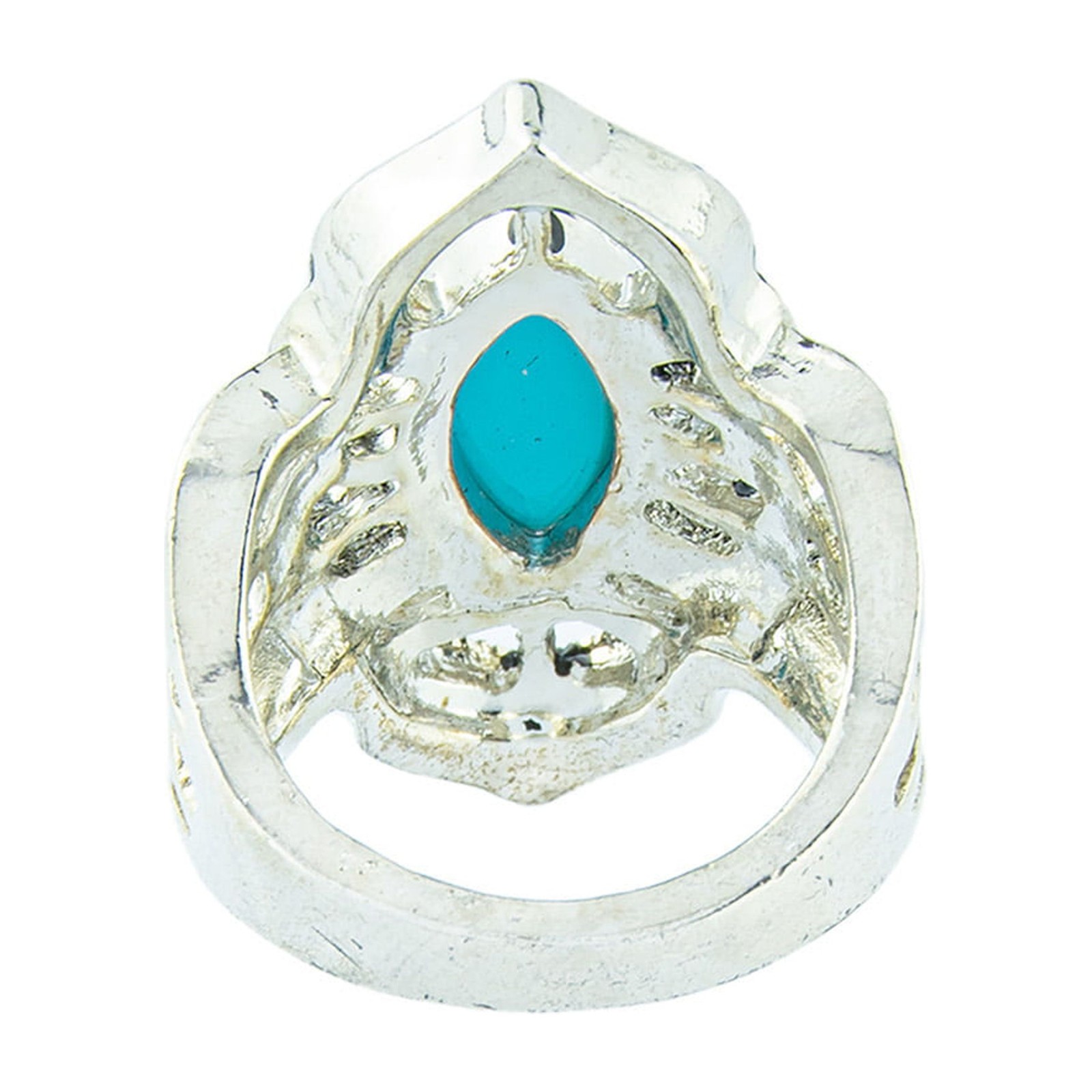 Canyon Sky Western Boho Marquise Cut Faux Turquoise Silver Tone Ring, Size 8