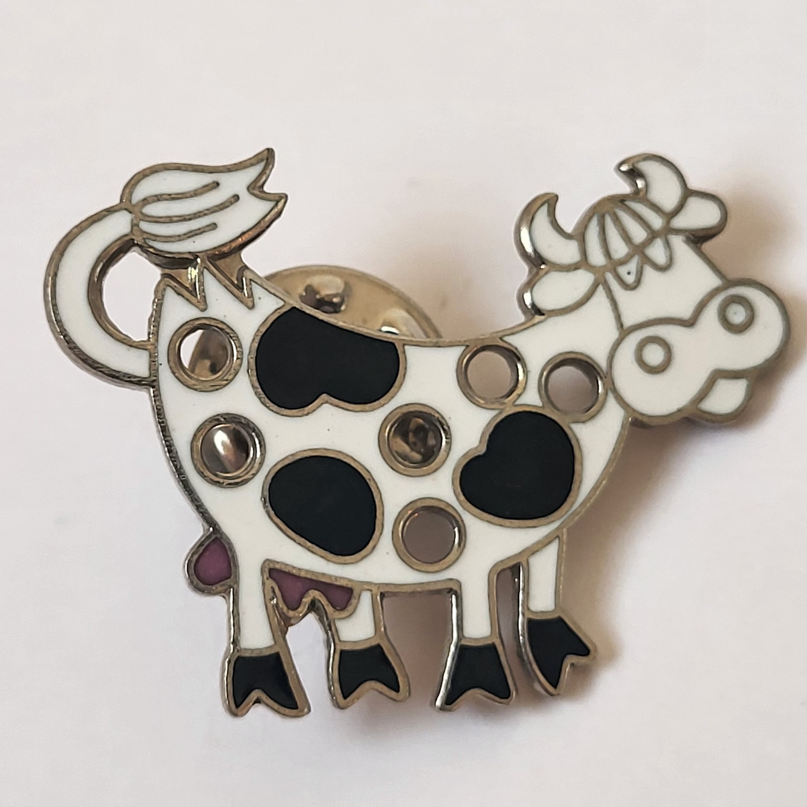 Mixed Animal Brooch Pin Lot (6) Metal Duck Cow Koala Penguin Panda Elephant Duck