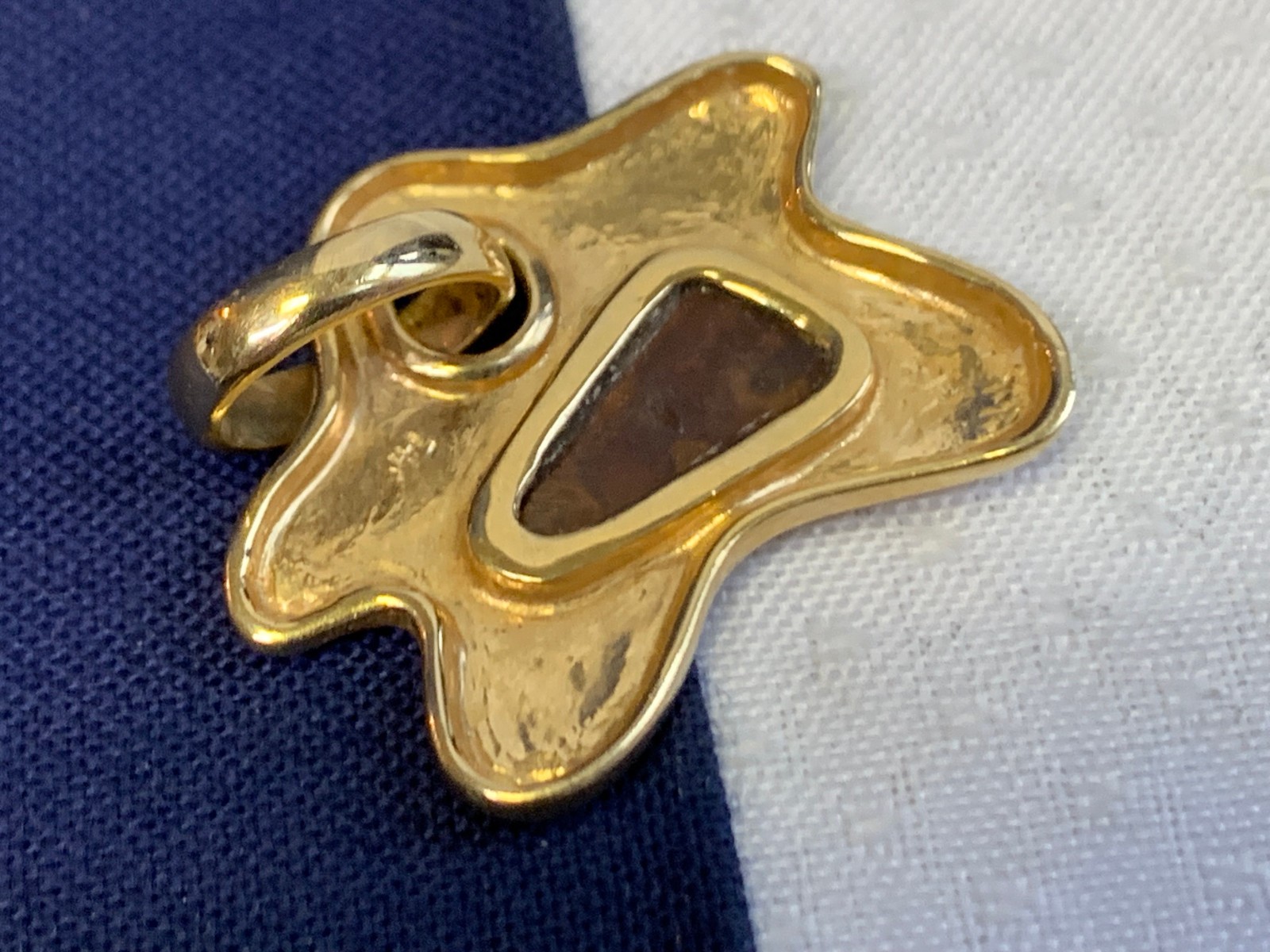 14K Yellow Gold Star Pendant 4.66g Fine Jewelry Abstract Opal Look Charm *READ*